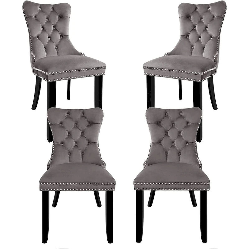 Dining Chairs Set of 6, Luxury Upholstered Velvet Kitchen Chairs Side Chair with Padded Seat Back and Solid Wood Legs