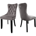 Lot de 6 chaises de salle à manger de luxe, chaises de cuisine rembourrées en velours avec dossier et assise rembourrés et pieds en bois massif.