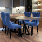 Lot de 6 chaises de salle à manger de luxe, chaises de cuisine rembourrées en velours avec dossier et assise rembourrés et pieds en bois massif.