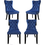 Lot de 6 chaises de salle à manger de luxe, chaises de cuisine rembourrées en velours avec dossier et assise rembourrés et pieds en bois massif.