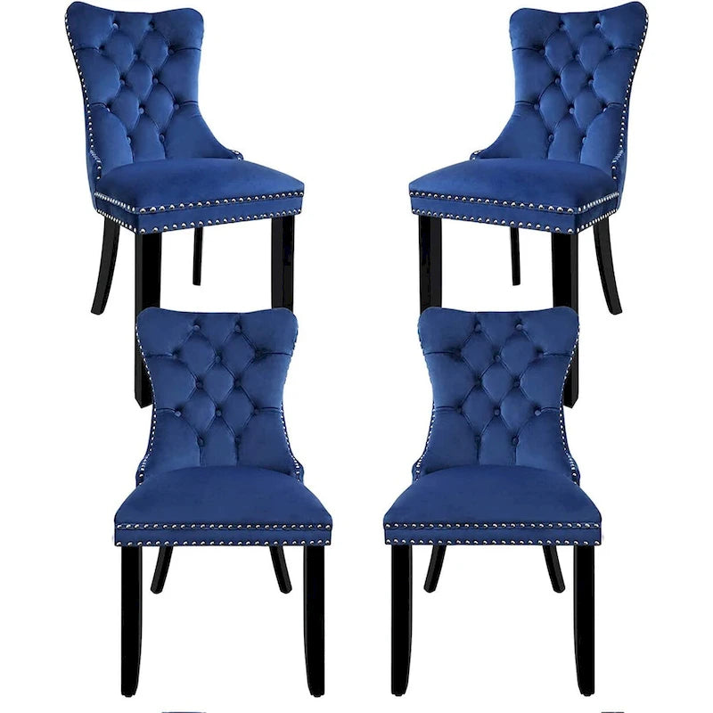Dining Chairs Set of 6, Luxury Upholstered Velvet Kitchen Chairs Side Chair with Padded Seat Back and Solid Wood Legs