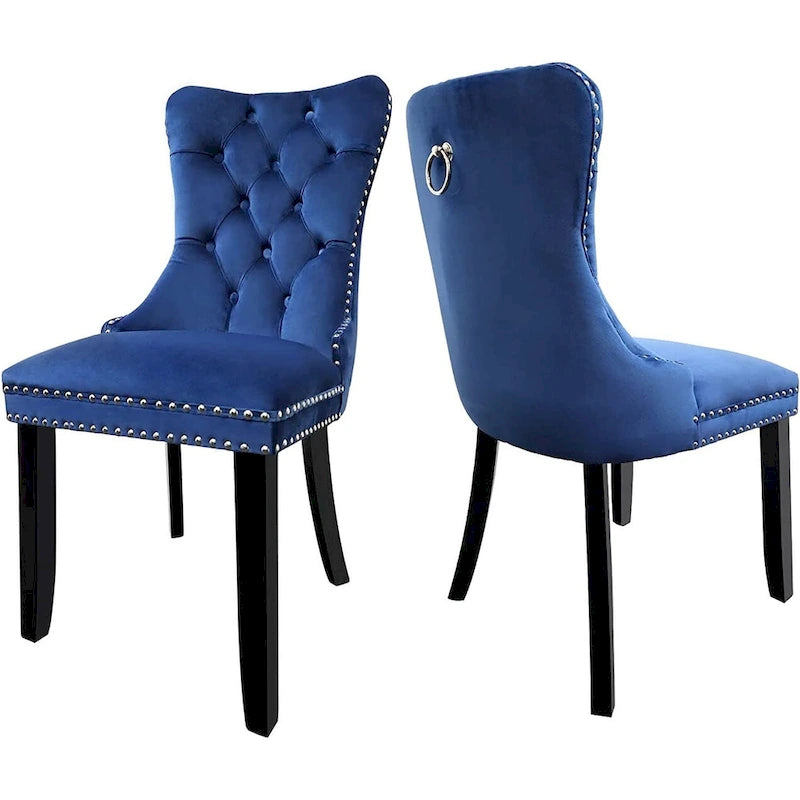 Dining Chairs Set of 6, Luxury Upholstered Velvet Kitchen Chairs Side Chair with Padded Seat Back and Solid Wood Legs