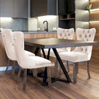 Lot de 6 chaises de salle à manger de luxe, chaises de cuisine rembourrées en velours avec dossier et assise rembourrés et pieds en bois massif.