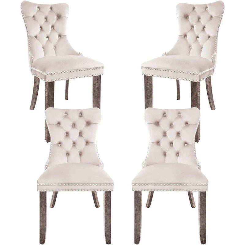 Dining Chairs Set of 6, Luxury Upholstered Velvet Kitchen Chairs Side Chair with Padded Seat Back and Solid Wood Legs
