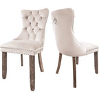 Lot de 6 chaises de salle à manger de luxe, chaises de cuisine rembourrées en velours avec dossier et assise rembourrés et pieds en bois massif.