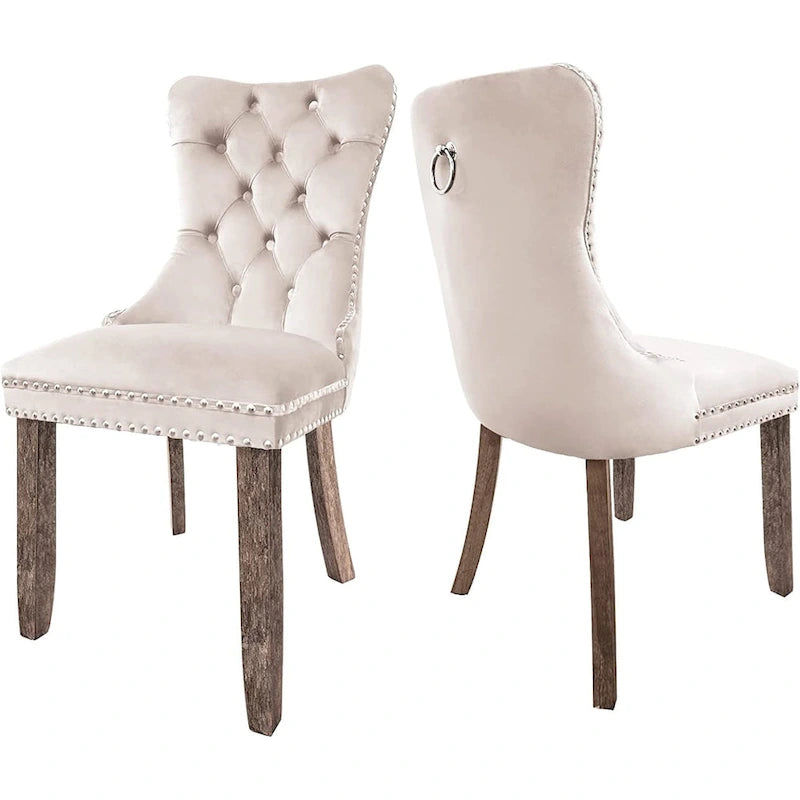 Dining Chairs Set of 6, Luxury Upholstered Velvet Kitchen Chairs Side Chair with Padded Seat Back and Solid Wood Legs