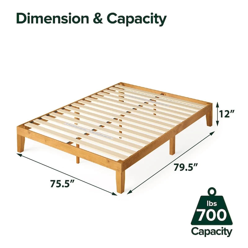 Minimalist Country Style Pine Wood Platform Bed