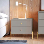 Manhattan Comfort Jasper Nightstand with Steel Gold Legs in White Gloss