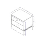 Table de chevet avec pieds en acier doré et finition blanc brillant.