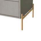 Table de chevet avec pieds en acier doré et finition blanc brillant.