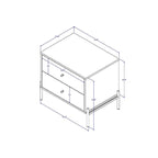 Table de chevet avec pieds en acier doré et finition blanc brillant.