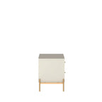 Table de chevet avec pieds en acier doré et finition blanc brillant.