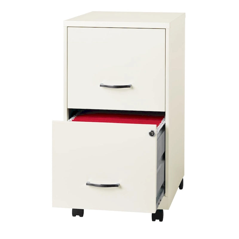 18 2 Drawer Mobile Vertical File Cabinet, Pearl White