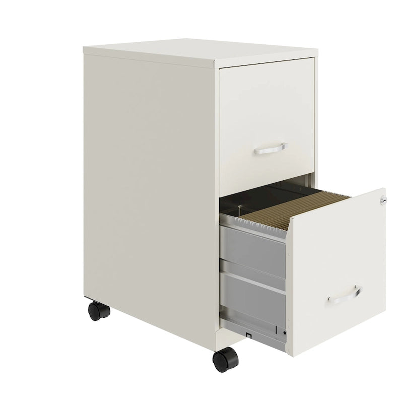 18 2 Drawer Mobile Vertical File Cabinet, Pearl White