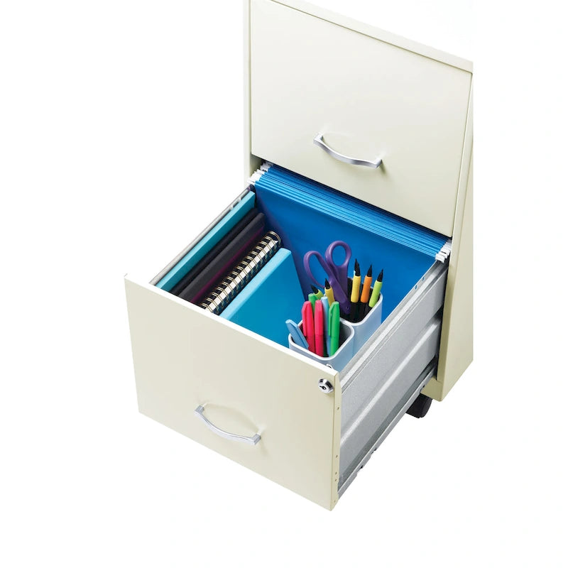 18 2 Drawer Mobile Vertical File Cabinet, Pearl White