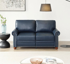Living Room Sofa Loveseat Chair Navy Blue Faux Leather