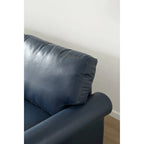 Canapé deux places fauteuil en similicuir bleu marine pour salon