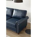 Canapé deux places fauteuil en similicuir bleu marine pour salon