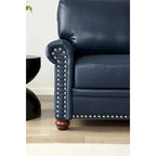 Canapé deux places fauteuil en similicuir bleu marine pour salon