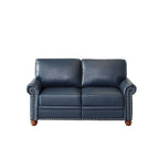 Canapé deux places fauteuil en similicuir bleu marine pour salon