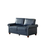 Canapé deux places fauteuil en similicuir bleu marine pour salon