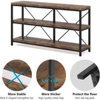 Meuble TV console à 3 niveaux avec étagères de rangement, table de canapé
