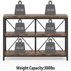 Meuble TV console à 3 niveaux avec étagères de rangement, table de canapé