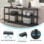 Meuble TV console à 3 niveaux avec étagères de rangement, table de canapé