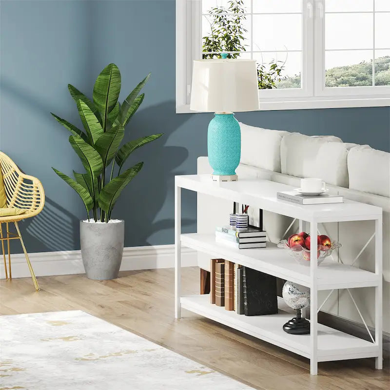3 Tiers Console Table TV Stand with Storage Shelves,Sofa Table