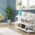 Meuble TV console à 3 niveaux avec étagères de rangement, table de canapé