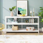 Meuble TV console à 3 niveaux avec étagères de rangement, table de canapé