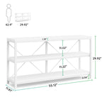 Meuble TV console à 3 niveaux avec étagères de rangement, table de canapé
