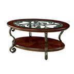 Table basse en bois avec cadre en métal au fini cerisier brun