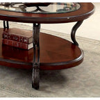 Table basse en bois avec cadre en métal au fini cerisier brun