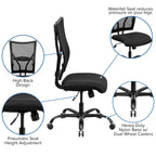 Fauteuil de bureau ergonomique pivotant pour personnes fortes, dossier en maille, supporte jusqu'à 180 kg