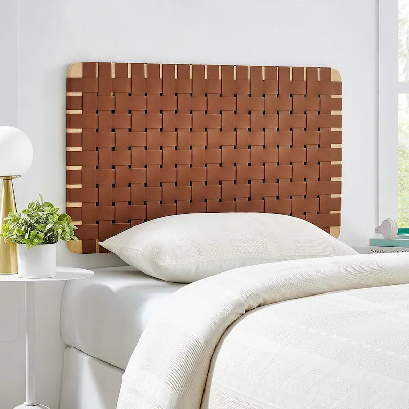 Wall-mounted double/standard double/large/extra-large vegan leather woven headboard