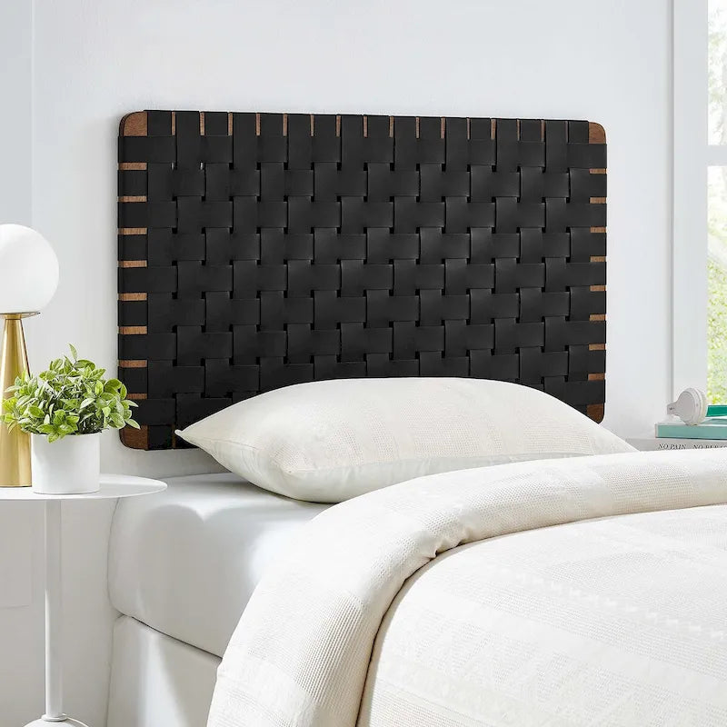Wall-mounted double/standard double/large/extra-large vegan leather woven headboard