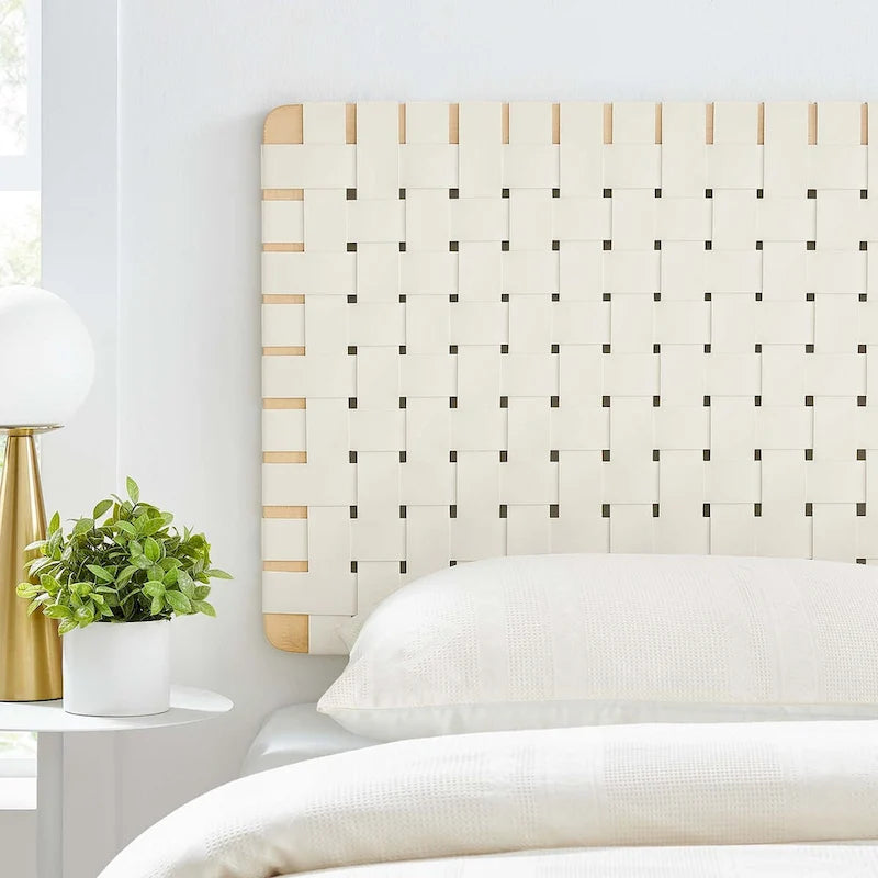 Wall-mounted double/standard double/large/extra-large vegan leather woven headboard