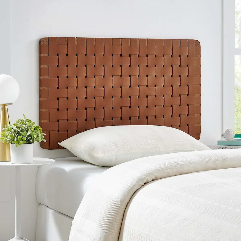 Wall-mounted double/standard double/large/extra-large vegan leather woven headboard