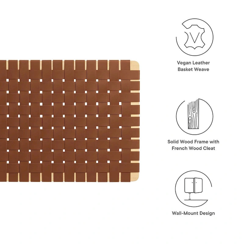 Wall-mounted double/standard double/large/extra-large vegan leather woven headboard