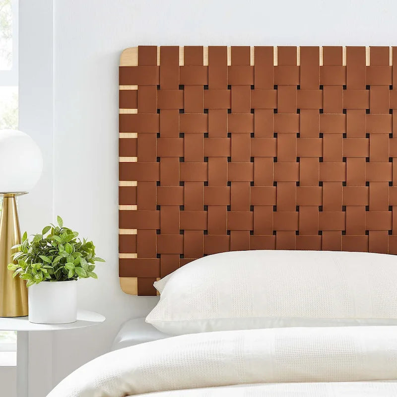 Wall-mounted double/standard double/large/extra-large vegan leather woven headboard