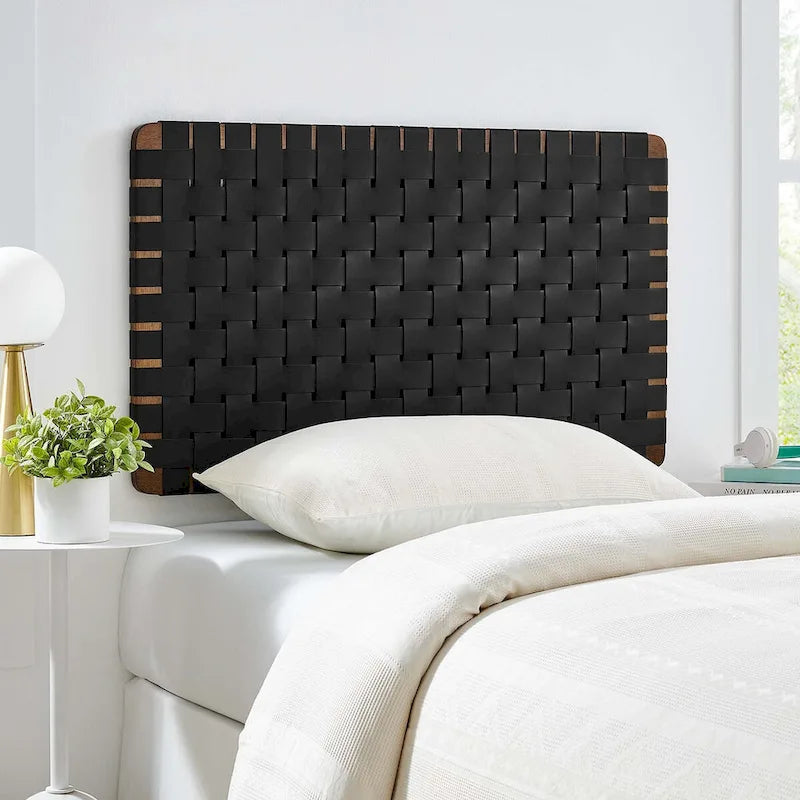 Wall-mounted double/standard double/large/extra-large vegan leather woven headboard