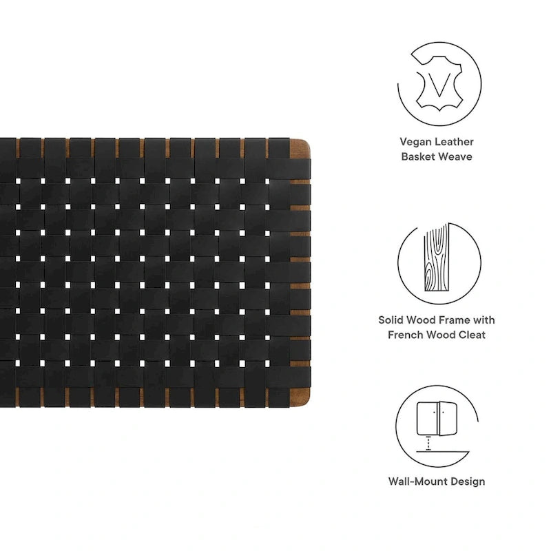 Wall-mounted double/standard double/large/extra-large vegan leather woven headboard