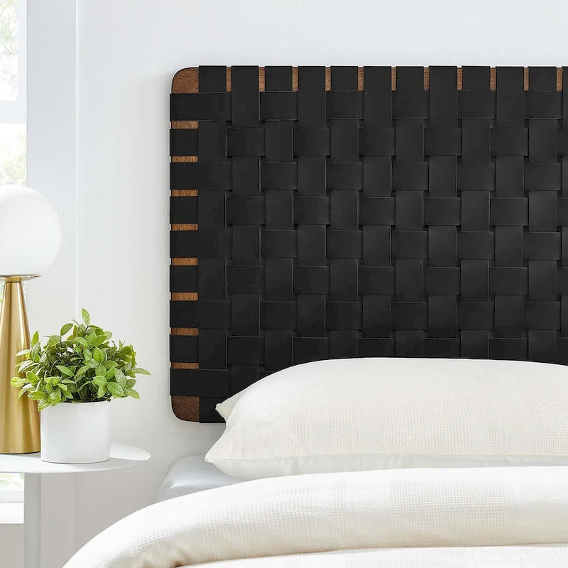 Wall-mounted double/standard double/large/extra-large vegan leather woven headboard