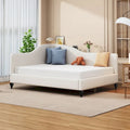 L-Shaped Linen Daybed with Solid Wood Legs
