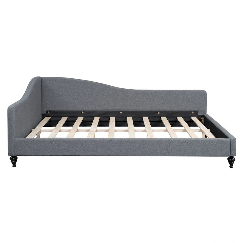 L-Shaped Linen Daybed with Solid Wood Legs