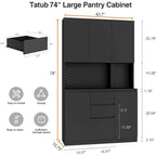 Garde-manger autoportant avec 6 portes, 3 étagères et 1 tiroir, armoire polyvalente et meuble de cuisine