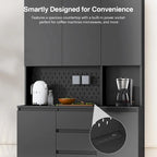 Garde-manger autoportant avec 6 portes, 3 étagères et 1 tiroir, armoire polyvalente et meuble de cuisine