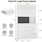 Garde-manger autoportant avec 6 portes, 3 étagères et 1 tiroir, armoire polyvalente et meuble de cuisine