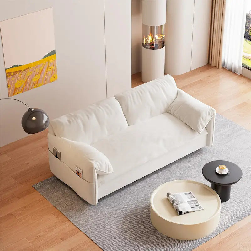 Queen Pull Out Sofa Bed, 3-in-1 Convertible Sleeper Sofa with Side Storage